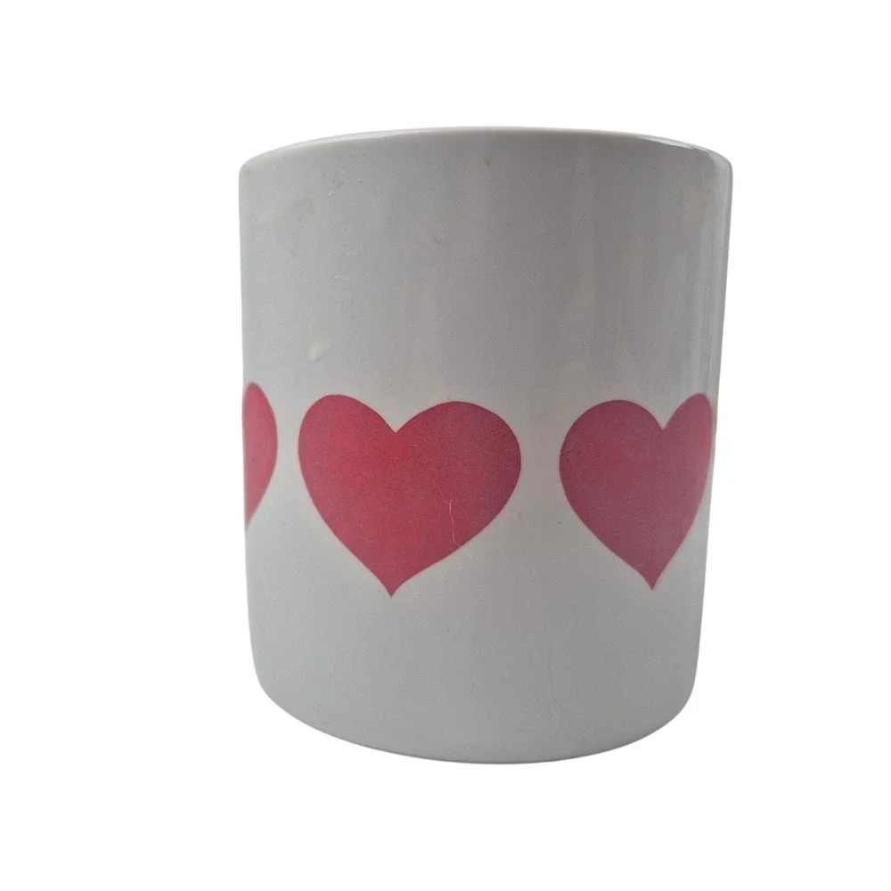 Vintage Japan Pink Heart‎ Coffee Mug White Ceramic Valentine Retro Tea Cup